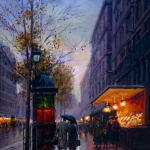 Artist: Gregory Sievers Title: Arrival in Paris Size: 14in x 18in Framed: Yes Medium: Oil on Canvas