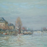 Artist: Jean Rigaud Title: Pont Des Arts Size: 15in x 21in