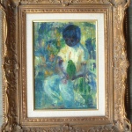 Artist: Luigi Corbellini Title: Boy and Bird Size: 10.5in x 7.5in Framed: Yes