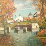 Artist: Maurice Martin Title: Canal at Episy Size: 21in x 25in