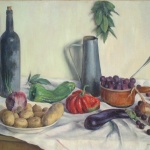 Artist: Daniel Gerard Title: Autumn Still Life Size: 23.5in x 28.5in Framed: Unframed Medium: Oil on Canvas