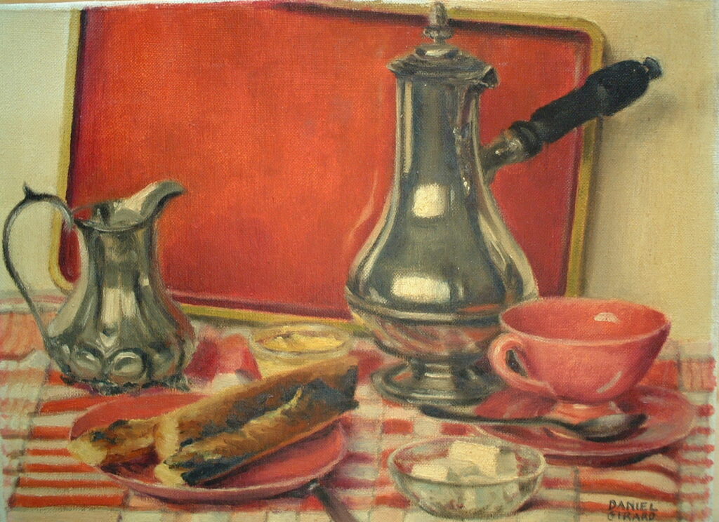 Artist: Daniel Girard Title: The Red Tray Size: 10in x 14in Signed: Yes