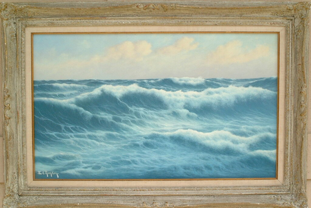 Artist: Edouard Mandon Title: Soleil Levant Toulon Size: 17.5in x 29in Framed: Yes Medium: Oil on Canvas