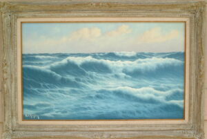 Artist: Edouard Mandon Title: Soleil Levant Toulon Size: 17.5in x 29in Framed: Yes Medium: Oil on Canvas