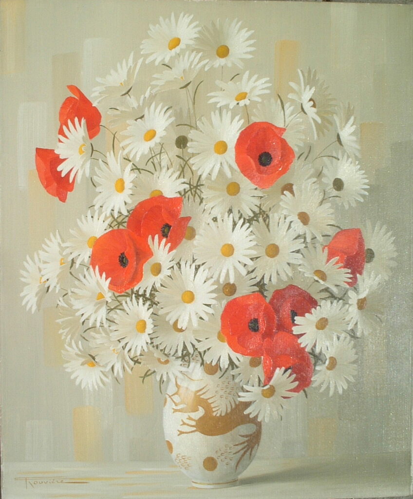 Artist: Elisabete Rouviere Title: Daisies and Poppies Size: 20in x 24in Framed: No Medium: Oil on Canvas