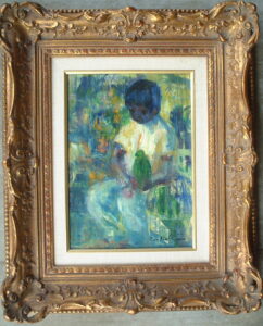 Artist: Luigi Corbellini Title: Boy and Bird Size: 10.5in x 7.5in Framed: Yes