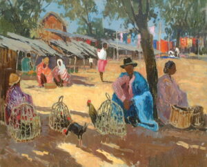 Artist: Maurice Martin Title: Market in Madagascar Size: 25.5 x 31.5